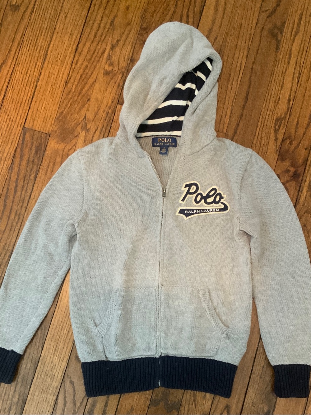 Boys Polo Ralph Lauren , hooded gray sweater. Size Medium 10-12